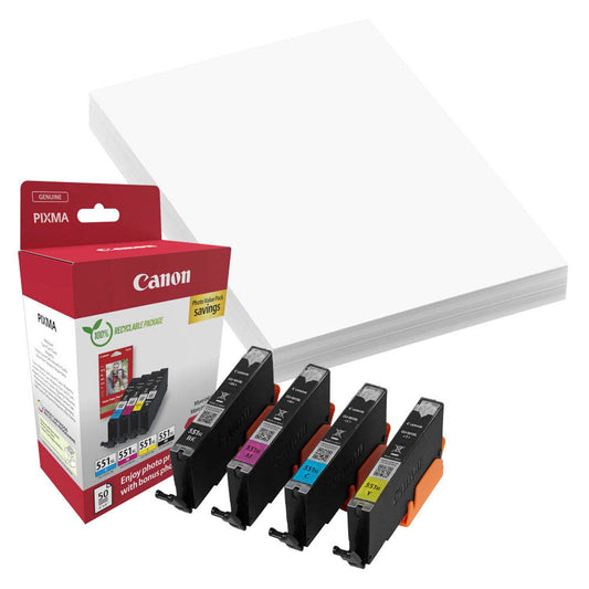 Canon CLI-551 XL C/M/Y/BK schwarz, cyan, magenta, gelb Druckerpatronen + Fotopapier | 6443B008