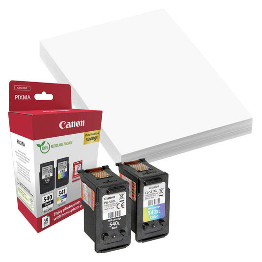 Canon PG-540L + CL-541XL schwarz, color Druckköpfe + Fotopapier, 2er-Set | 5224B012 | 1 Set = 2 St.