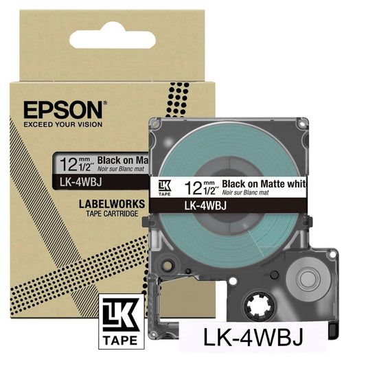 EPSON Schriftband LK LK-4WBJ , 12 mm schwarz auf weiß | C53S672062