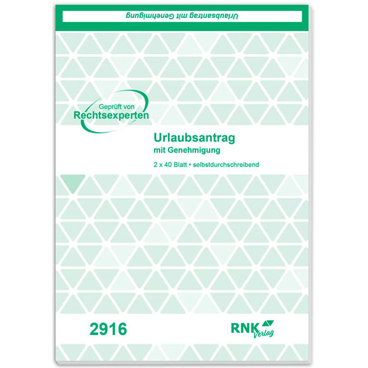 RNK-Verlag Urlaubsabwesenheitsmeldung Formularbuch | 2916