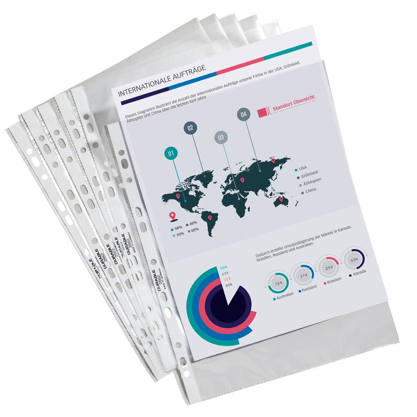 DURABLE Prospekthüllen 2662 BUSINESS DIN A4 glasklar glatt 0,05 mm | 266219 | 1 Pack = 10 St.