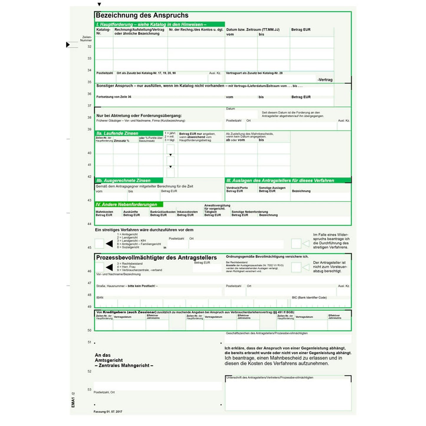 RNK-Verlag Mahnbescheid für maschinelle Bearbeitung Formulare | 705L/10 | 1 Pack = 10 St.