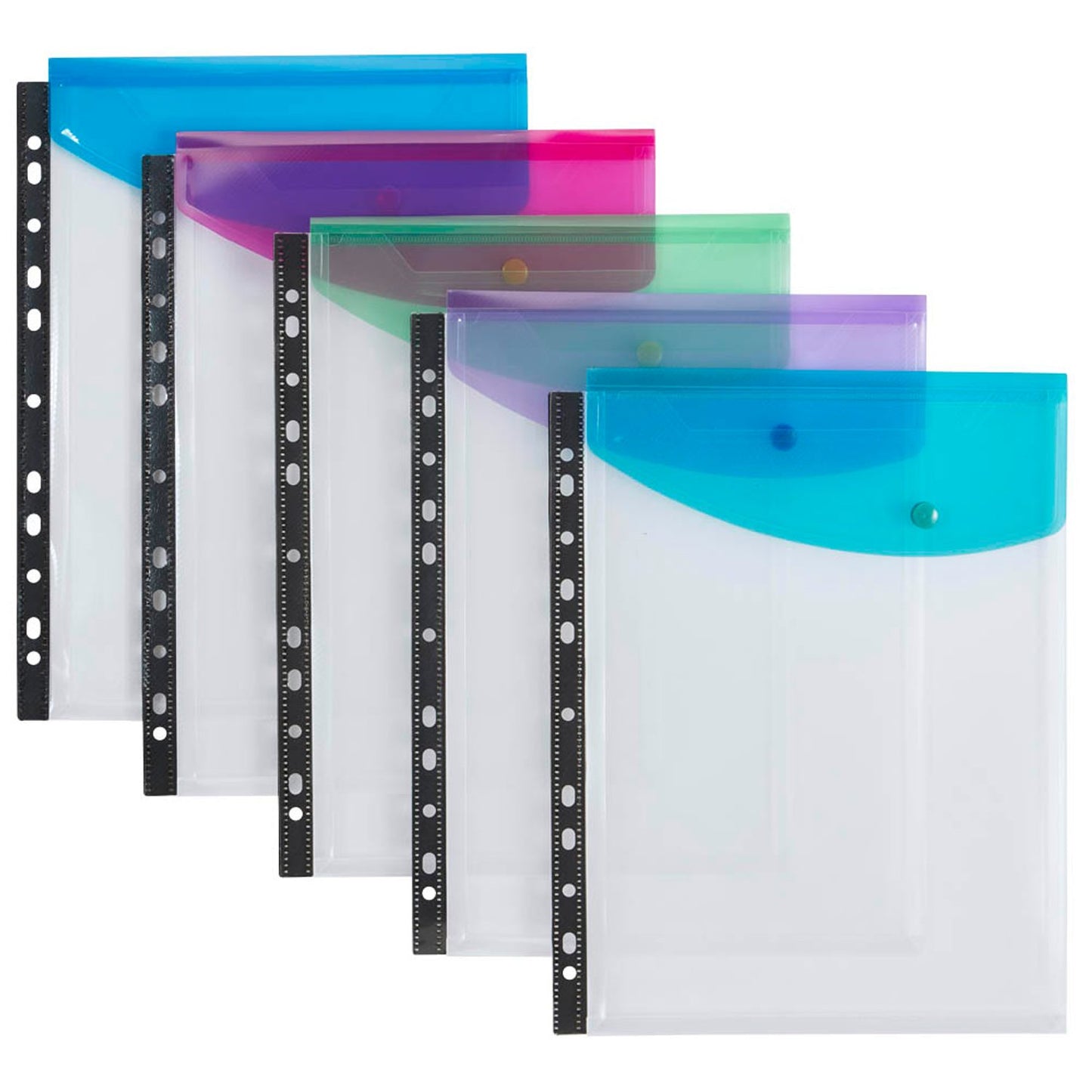 RAPESCO® Dokumententaschen DIN A4 farbsortiert glatt | 1630 | 1 Pack = 5 St.