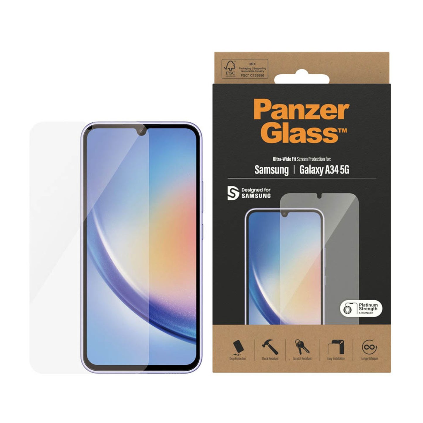PanzerGlass™ Ultra Wide Fit Display-Schutzglas für Samsung Galaxy A34 5G | 7327