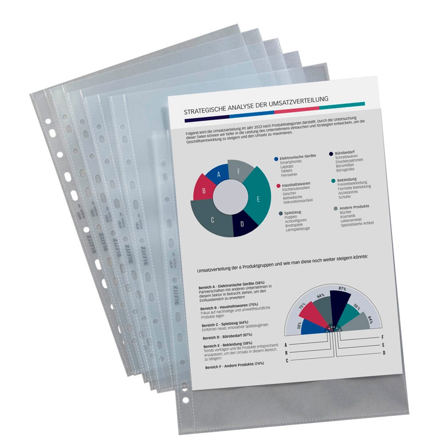 LEITZ Prospekthüllen recycle 4791 DIN A4 transparent genarbt 0,10 mm | 47910003 | 1 Pack = 100 St.