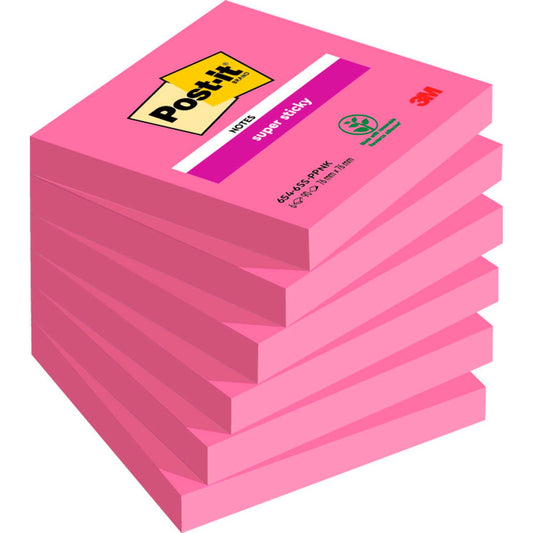 Post-it® Super Sticky Haftnotizen extrastark 654SPI pink, 6 Blöcke | 7100263208 | 1 Pack = 6 Blöcke