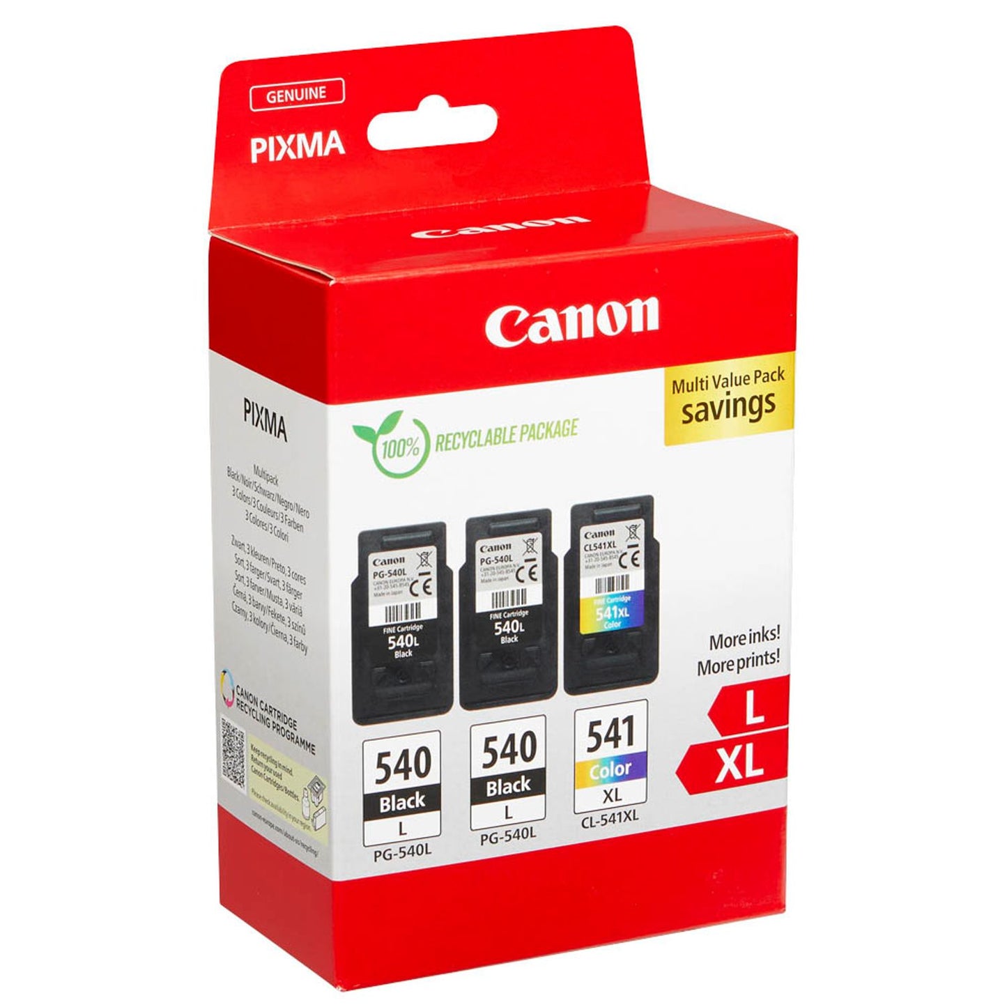 Canon PG-540Lx2/CL-541XL schwarz, color Druckköpfe, 3er-Set | 5224B017 | 1 Pack = 3 St.
