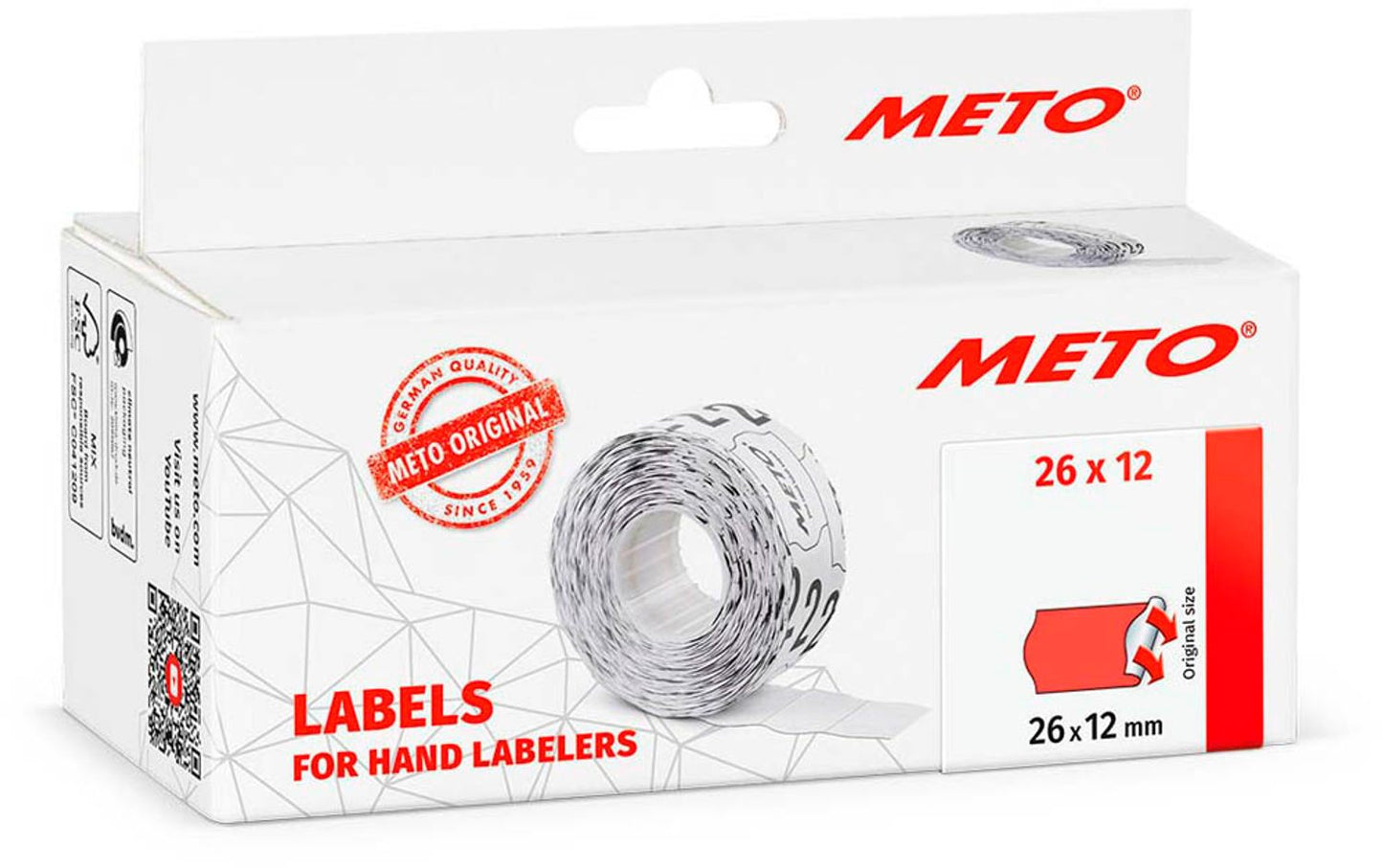 METO Preisetiketten permanent 26,0 x 12,0 mm, 6 Rollen