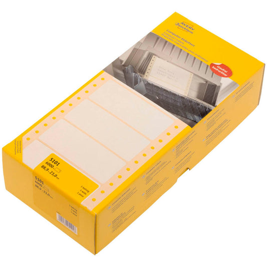 AVERY Zweckform Computer-Endlosetiketten weiß 88,9 x 23,0 mm | 5101 | 1 Pack = 6.000 Etiketten