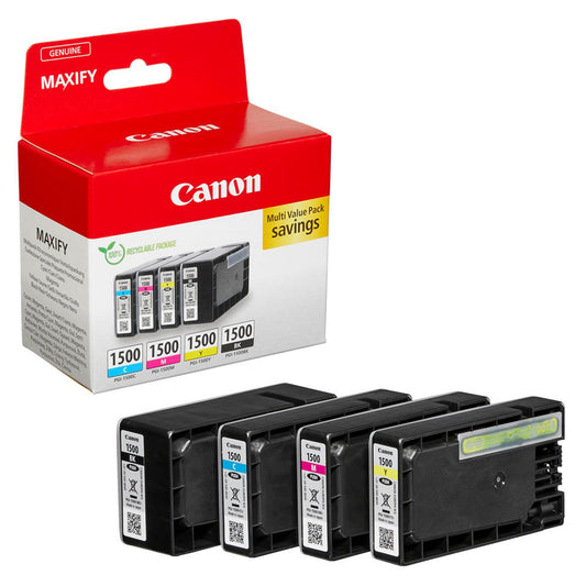 Canon PGI-1500 BK/C/M/Y schwarz, cyan, magenta, gelb Druckerpatronen, 4er-Set | 9218B006 | 1 Pack = 4 St.
