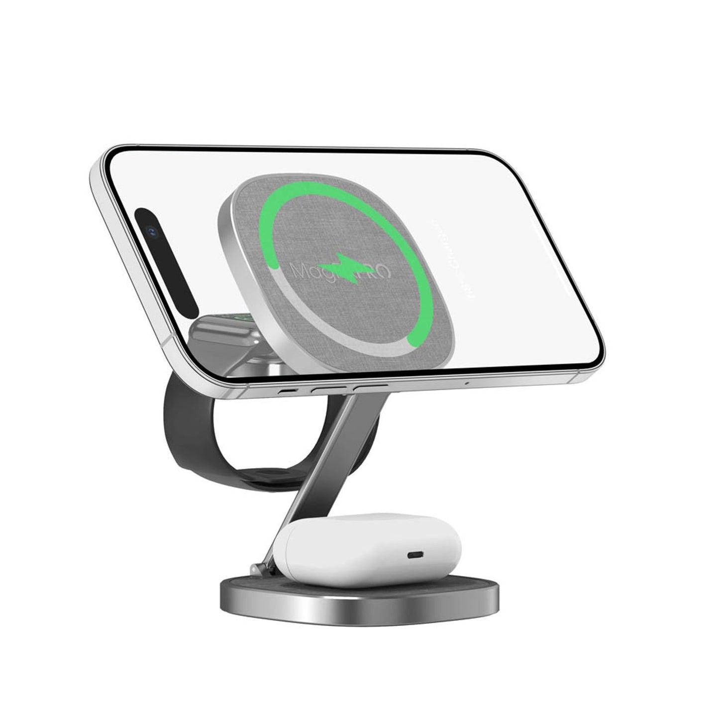 XLAYER MagFix Pro 3 in 1 Induktive Ladestation grau, 15 Watt | 220164