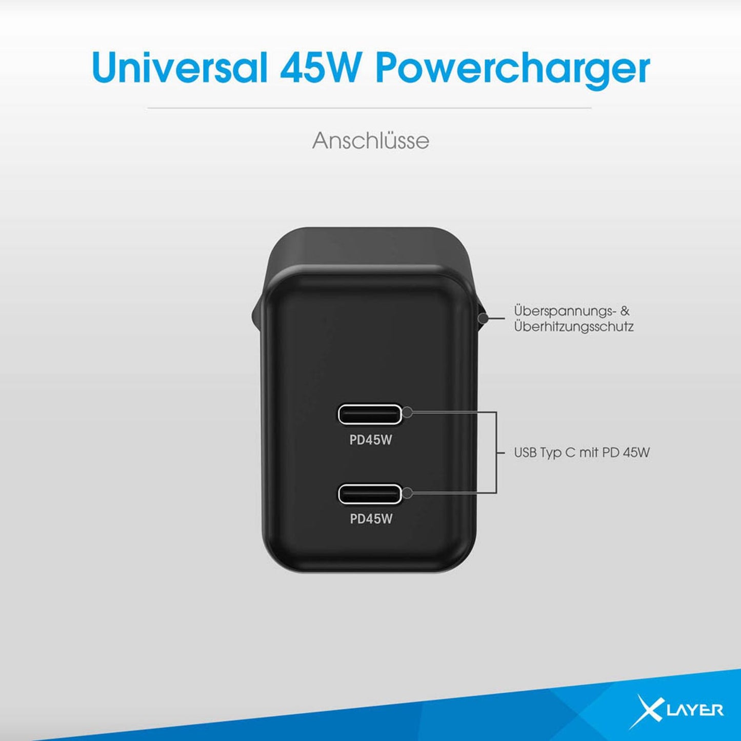 XLAYER Powercharger 45W Ladeadapter schwarz, 45 Watt | 220178