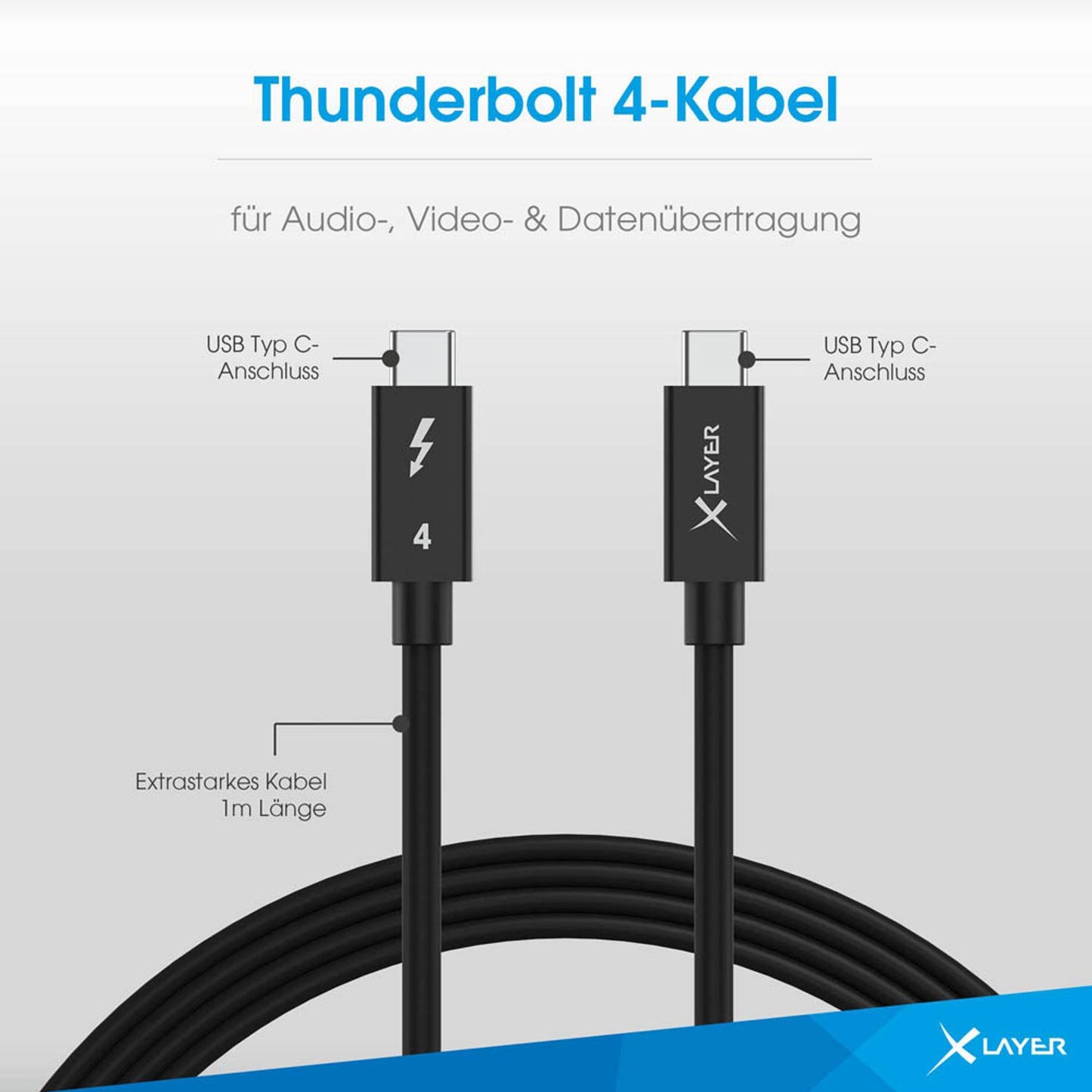 XLAYER Thunderbolt 4 Kabel USB-C 1,0 m schwarz | 220113