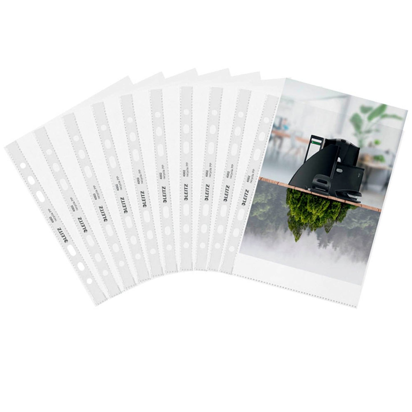 25 LEITZ Prospekthüllen recycle DIN A transparent genarbt 0,10 mm