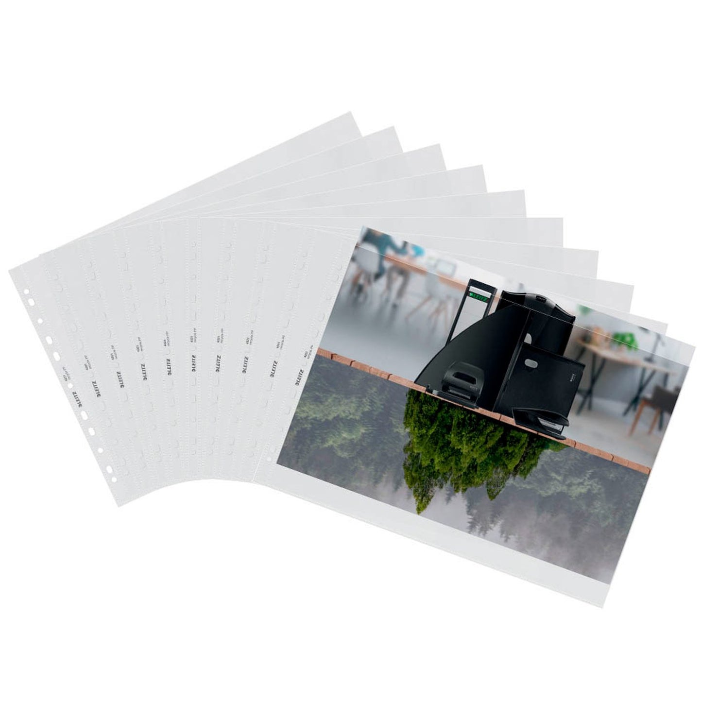 25 LEITZ Prospekthüllen recycle DIN A transparent genarbt 0,10 mm