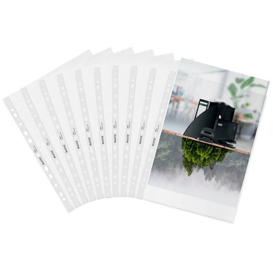 LEITZ Prospekthüllen recycle 4021 Maxi DIN A4 transparent genarbt 0,10 mm | 40210003 | 1 Pack = 25 St.