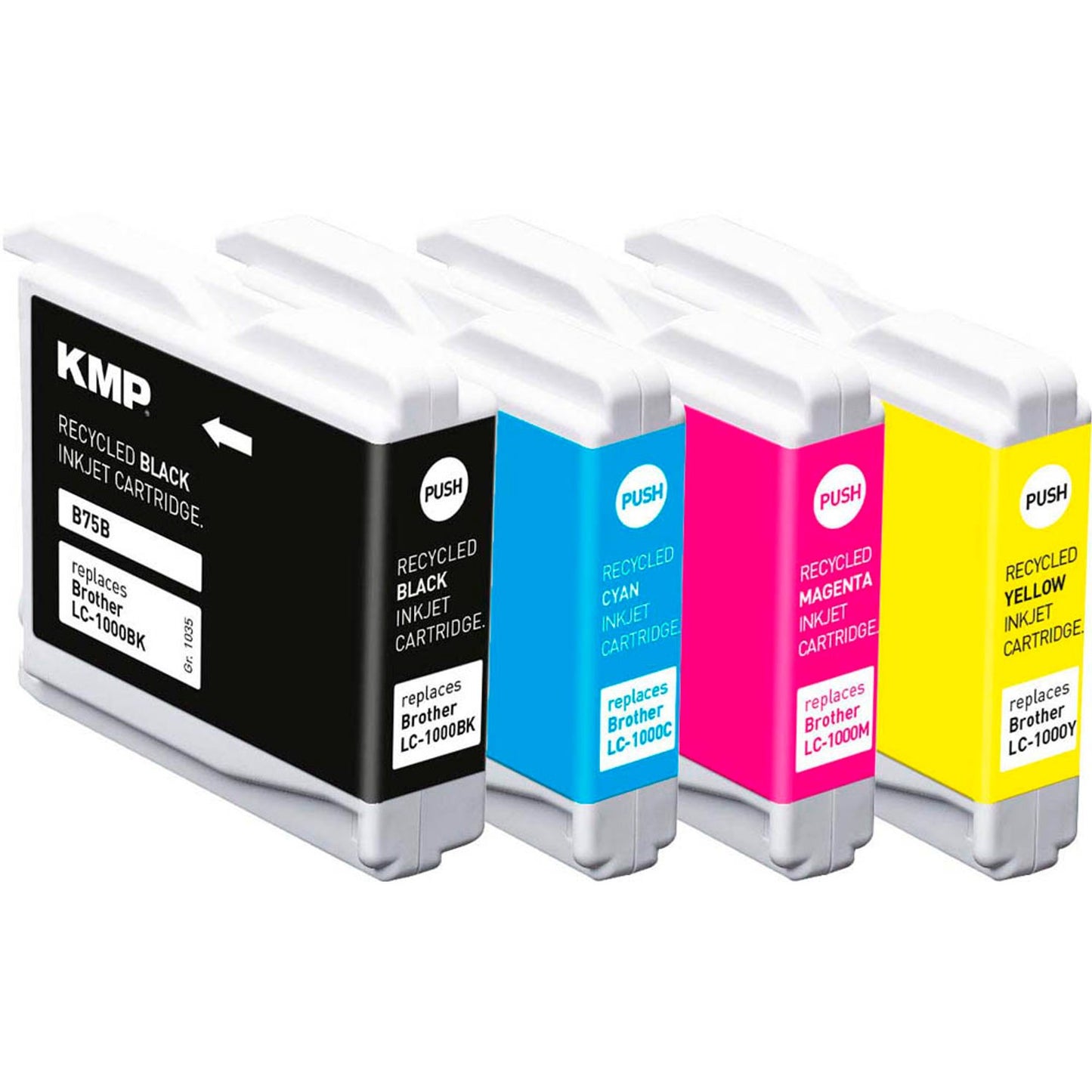 KMP B75V schwarz, cyan, magenta, gelb Druckerpatronen kompatibel zu brother LC1000VAL, 4er-Set | 1035,4005 | 1 Pack = 4 St.