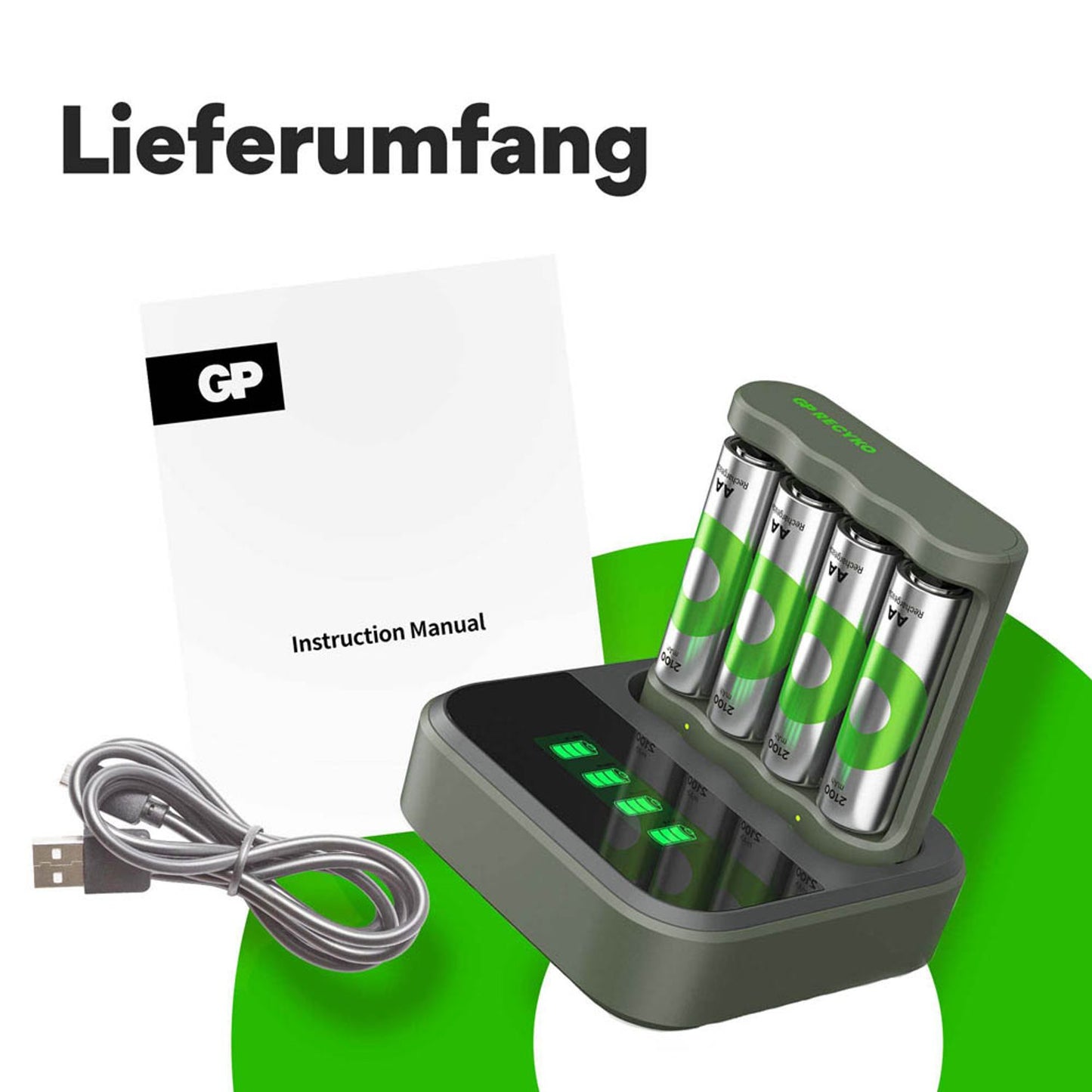 GP B441U 4-Port USB-Akku-Ladegerät inkl. Akkus | GPRCKCHB441D419