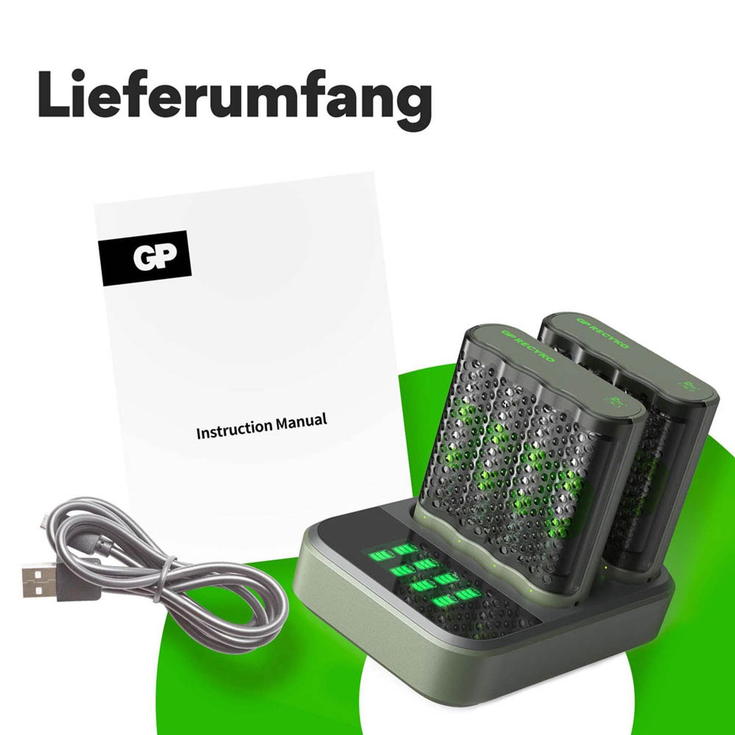 GP M452D 2x4-Port + Dockingstation Akku-Schnellladegerät inkl. Akkus | GPRCKCHM452D457