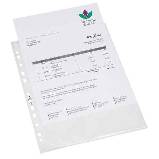 DURABLE Prospekthüllen DIN A4 transparent genarbt 0,06 mm | 265819 | 1 Pack = 100 St.