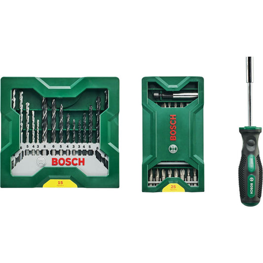 BOSCH 25+15+1 Mini-X-Line Sets plus Griff Bohrer- und Bit-Set, 41-teilig | 2607017655