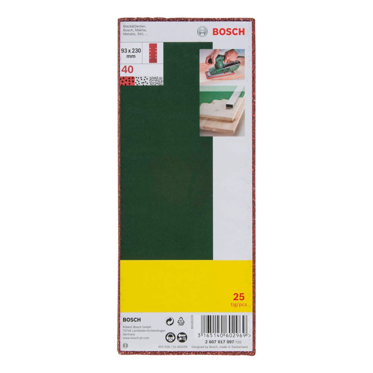 BOSCH Schleifblätter 40 | 2607017097 | 1 Pack = 25 St.