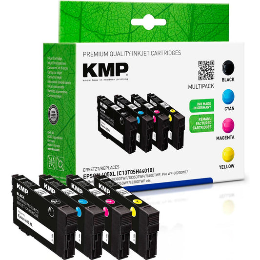 KMP schwarz, cyan, magenta, gelb Druckerpatronen kompatibel zu EPSON 405XL BK/C/M/Y, 4er-Set | 1656,4005 | 1 Pack = 4 St.