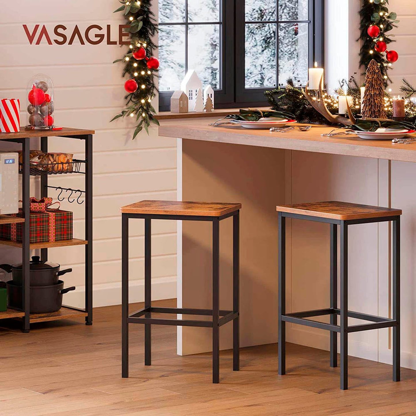 VASAGLE Barhocker braun | LBC65X | 1 Pack = 2 St.