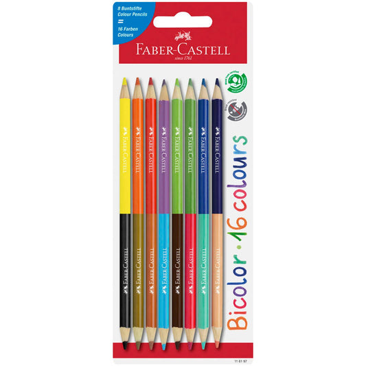 FABER-CASTELL Bicolor Buntstifte farbsortiert | 116197 | 1 Pack = 8 St.