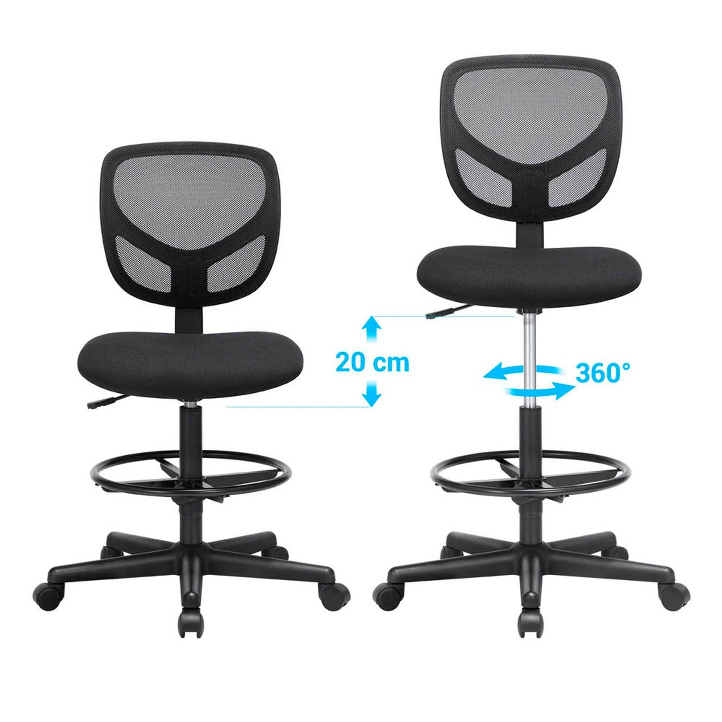 SONGMICS Arbeitsdrehstuhl schwarz | OBN15BK