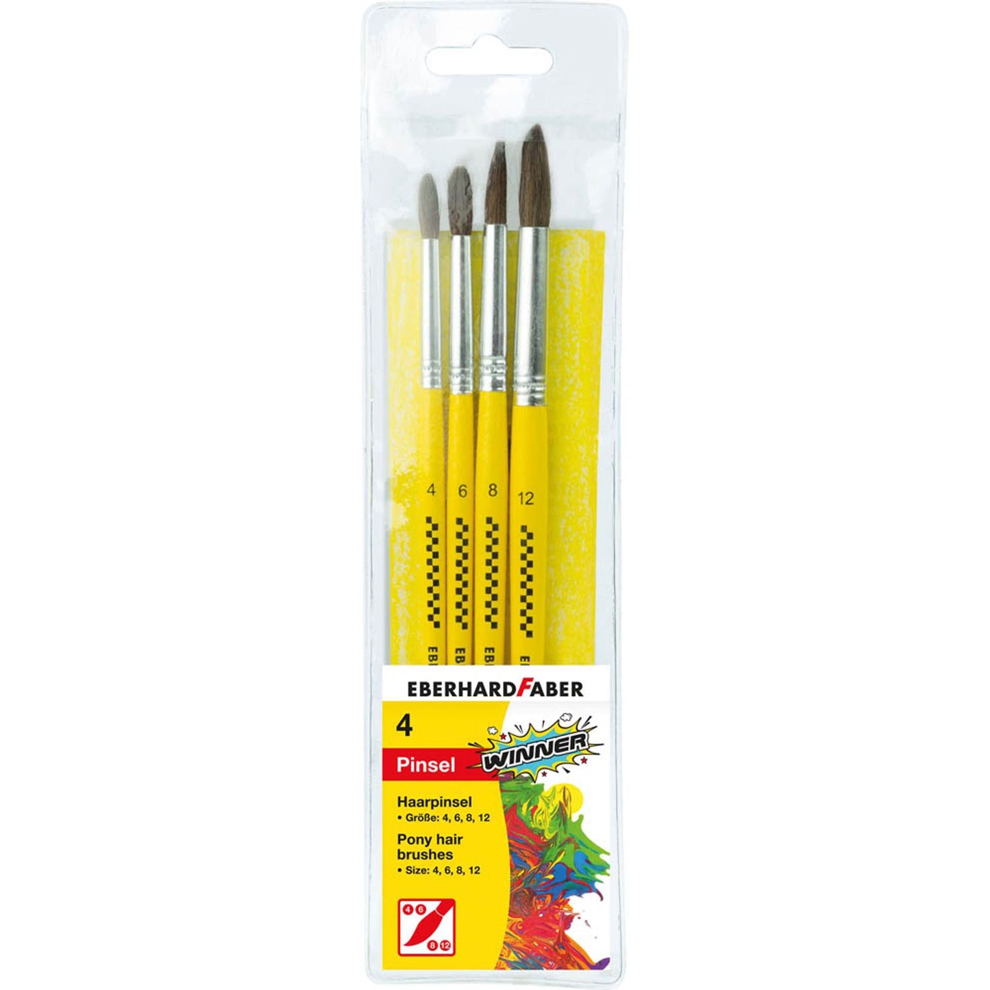 EBERHARD FABER Pinsel-Set Größe 4, 6, 8, 12, 4-teilig | 579922 | 1 Pack = 4 St.