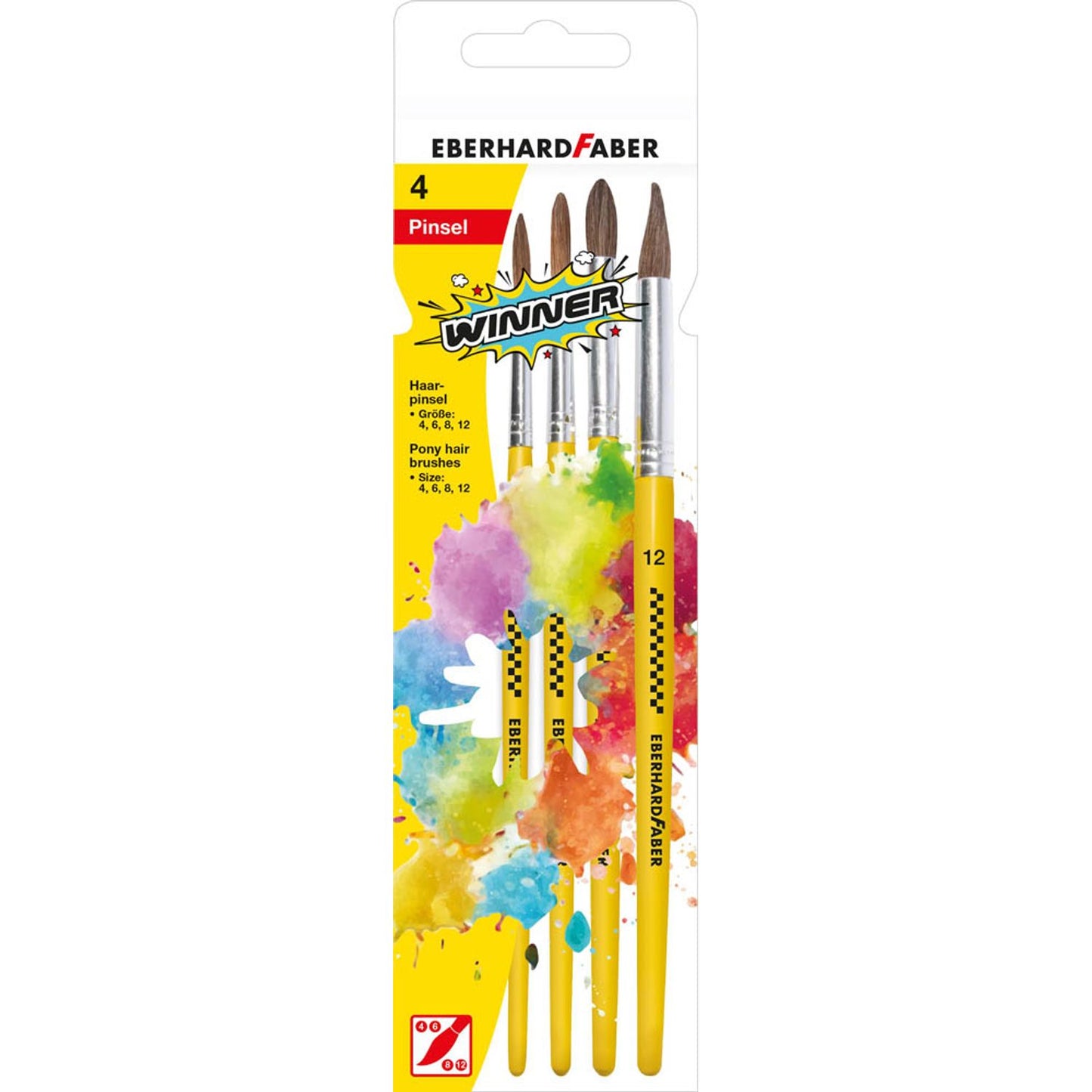 EBERHARD FABER Pinsel-Set Größe 4, 6, 8, 12, 4-teilig | 579922 | 1 Pack = 4 St.