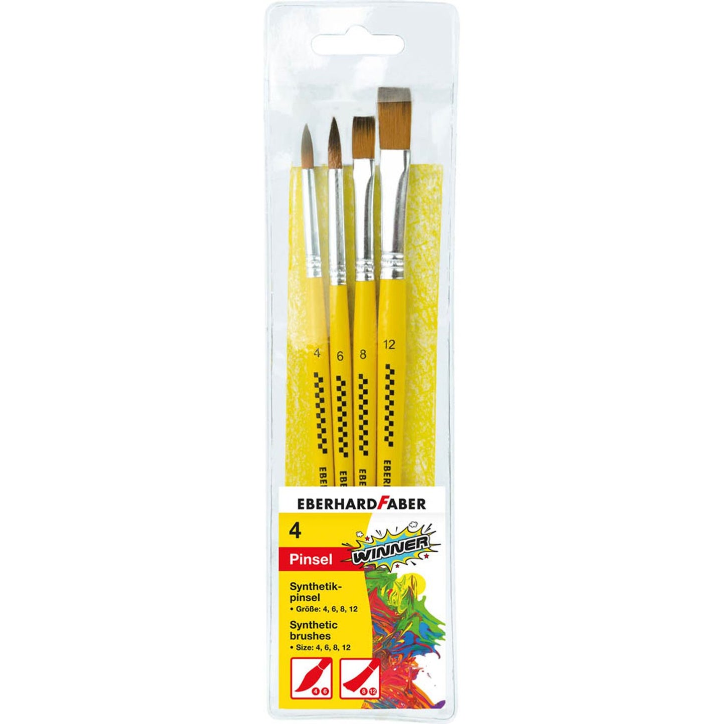 EBERHARD FABER Pinsel-Set Größe 4, 6, 8, 12, 4-teilig | 579922 | 1 Pack = 4 St.