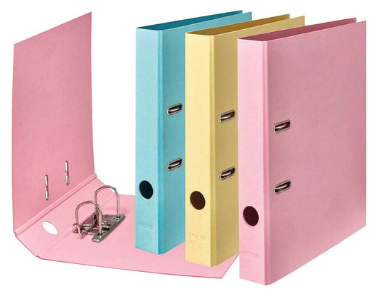 10 FALKEN PURE Pastell Ordner Vanille-Gelb, Flamingo-Pink, Himmel-Blau Karton  DIN A4,
