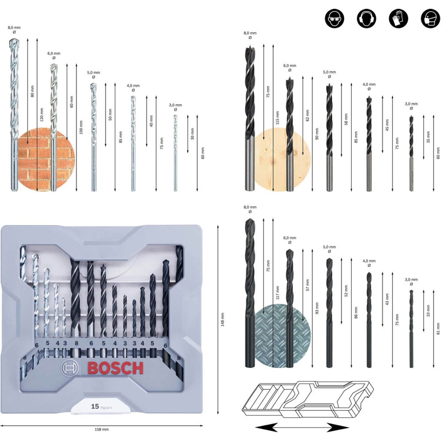 BOSCH X-Pro Line CYL-1 Bohrer-Set, 15-teilig | 2607017038