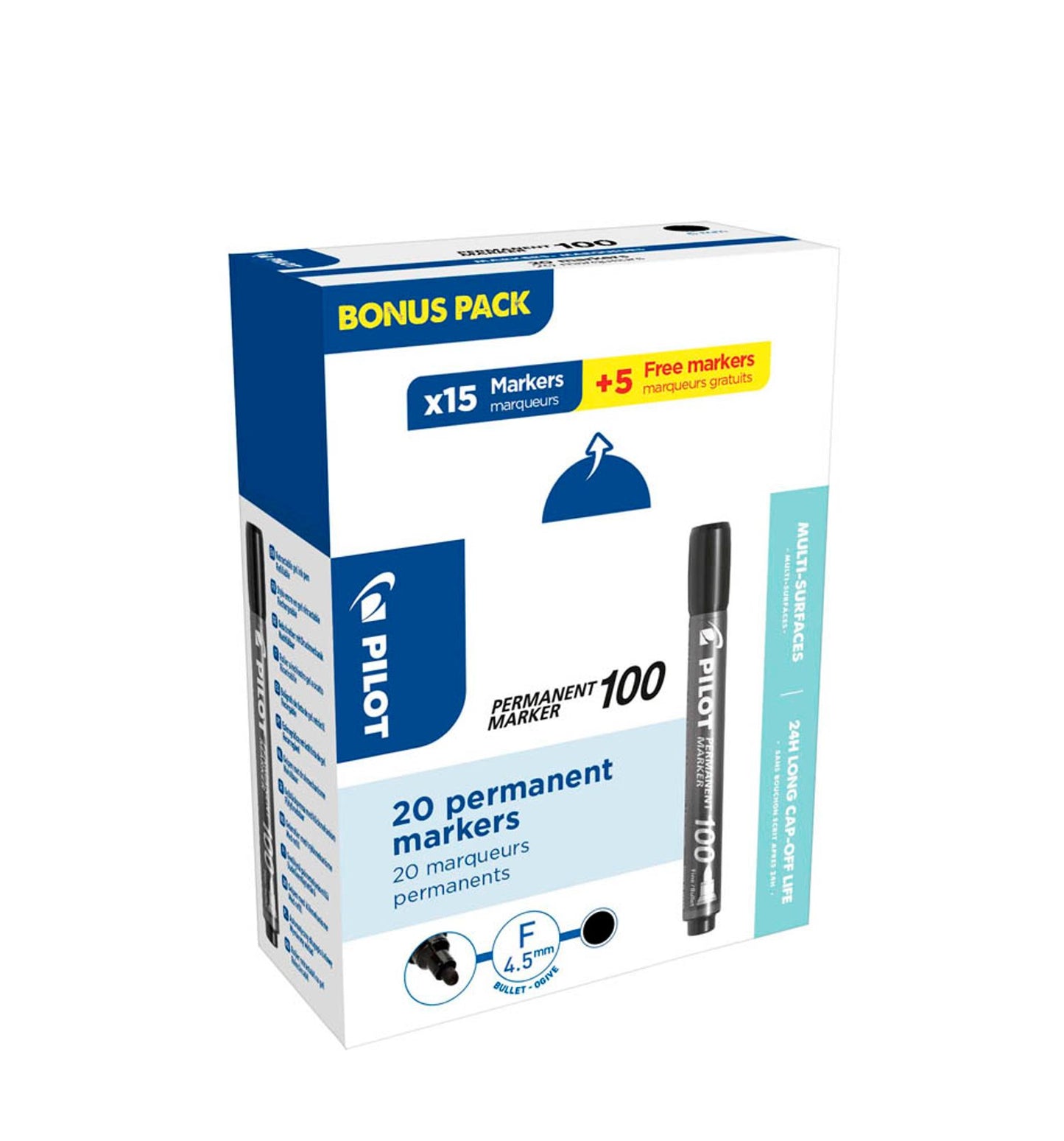 15 + 5 GRATIS: PILOT 100 Permanentmarker 1,0 mm, 15 St. + GRATIS 5 St.