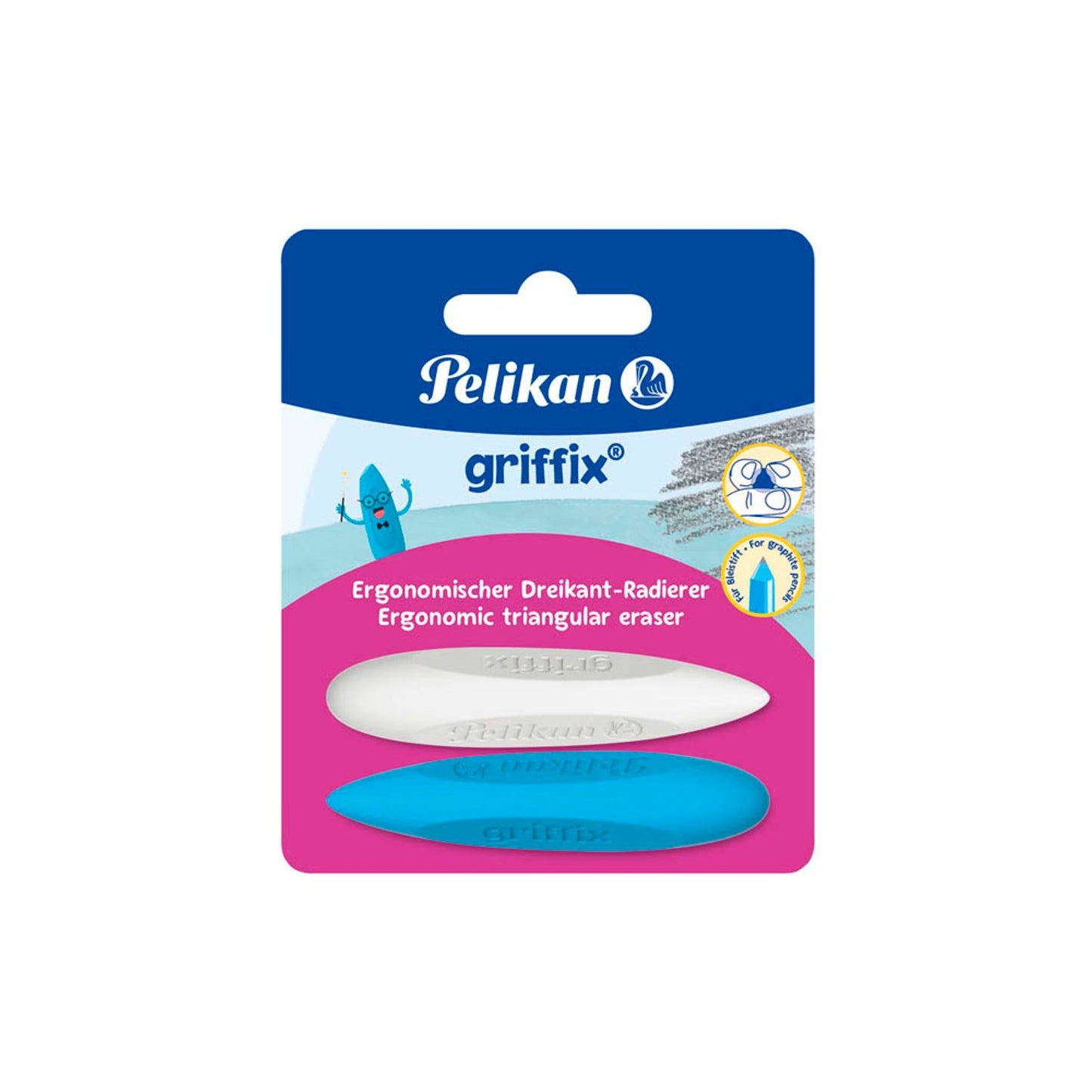 Pelikan Radiergummi griffix® blau/weiß | 300007863 | 1 Pack = 2 St.