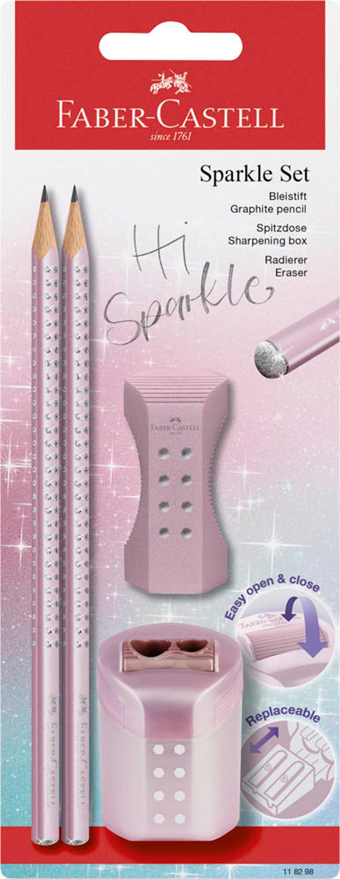 FABER-CASTELL Grip Sparkle Bleistift-Set B metallic, 1 Set