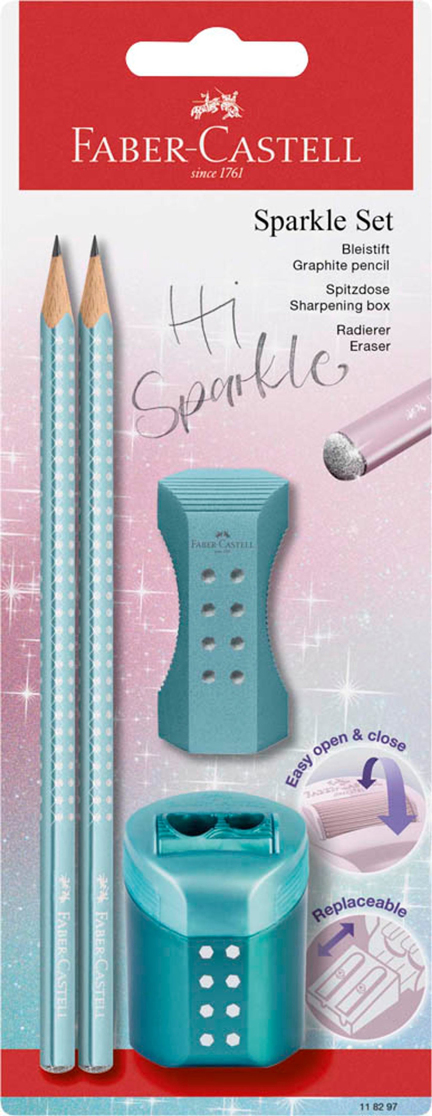 FABER-CASTELL Grip Sparkle Bleistift-Set B metallic, 1 Set