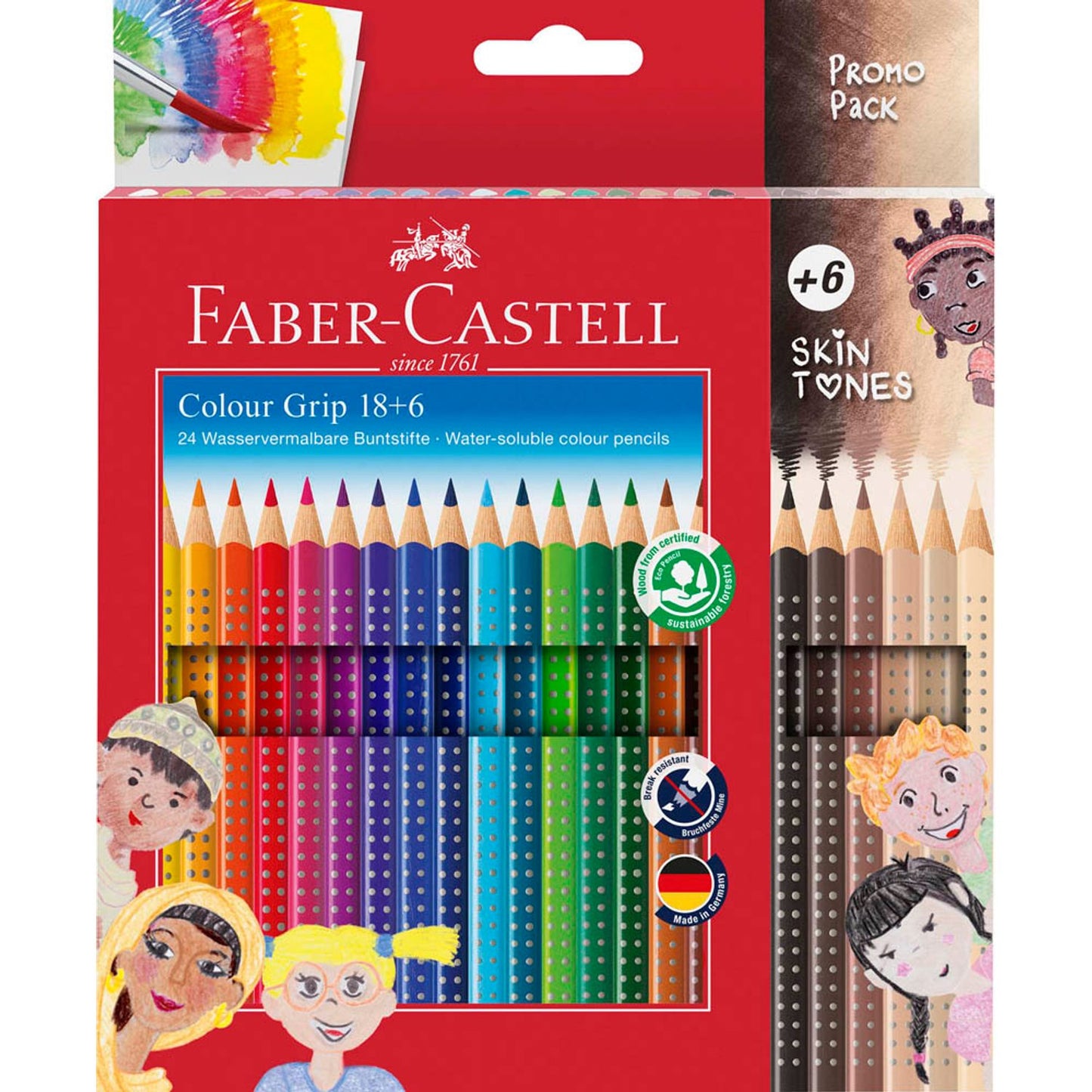FABER-CASTELL Colour Grip Skin Tones Buntstifte farbsortiert | 112819 | 1 Pack = 24 St.