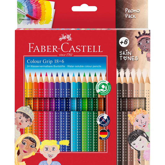 FABER-CASTELL Colour Grip Skin Tones Buntstifte farbsortiert | 112819 | 1 Pack = 24 St.