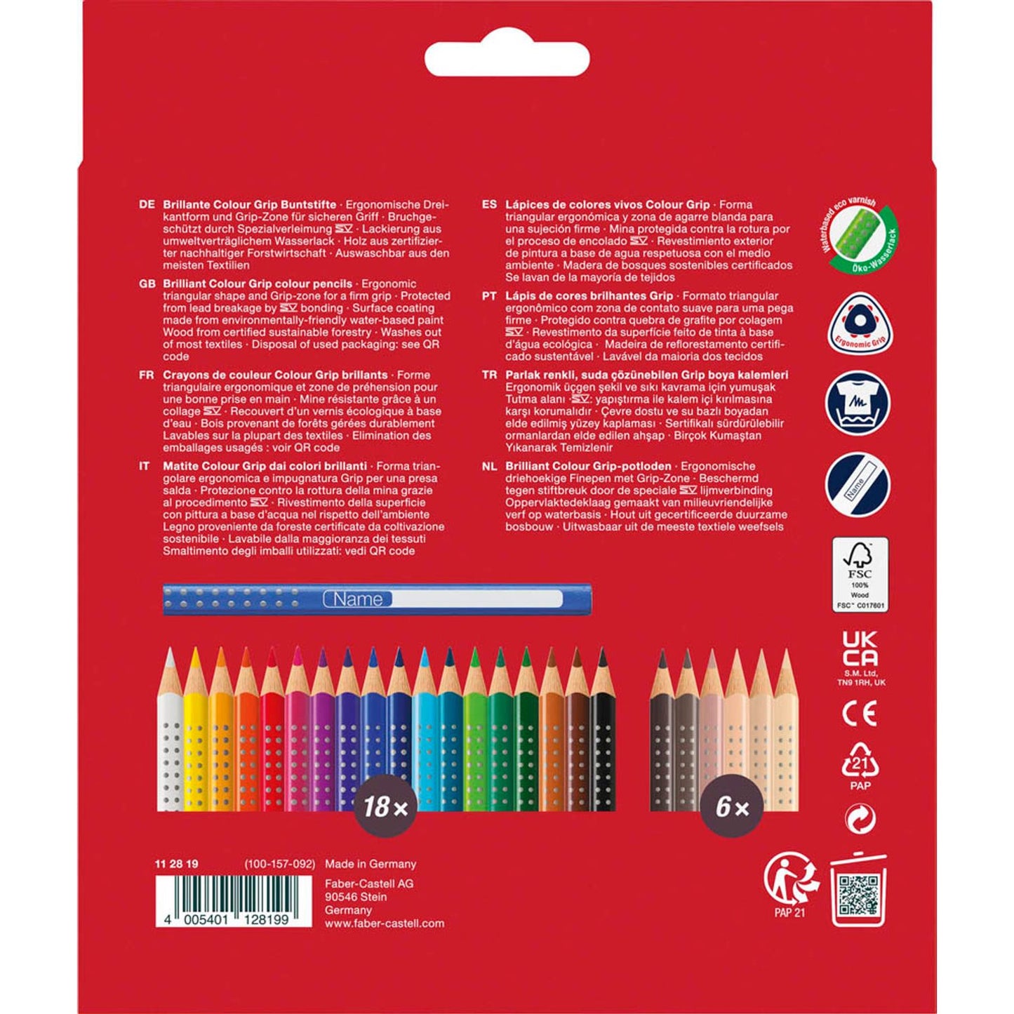 FABER-CASTELL Colour Grip Skin Tones Buntstifte farbsortiert | 112819 | 1 Pack = 24 St.