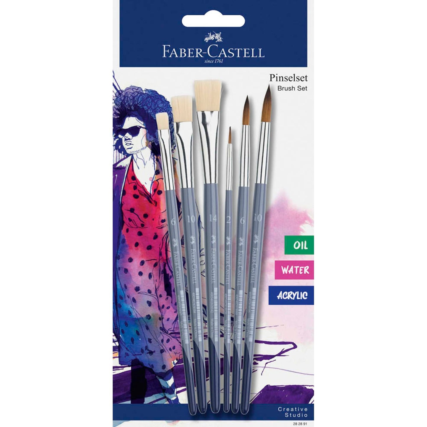 FABER-CASTELL Pinsel-Set Größe 2, 6, 10, 14, 6-teilig | 282891