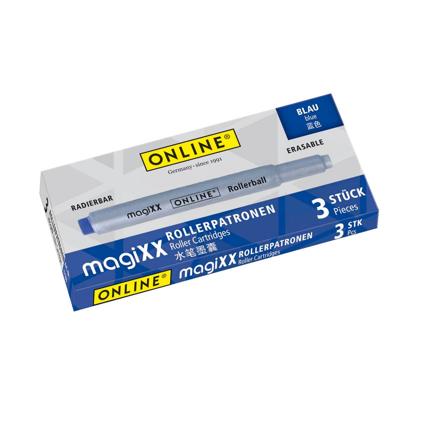 ONLINE® magiXX Rollerpatrone Tintenkonverter blau | 17103/12 | 1 Pack = 3 St.