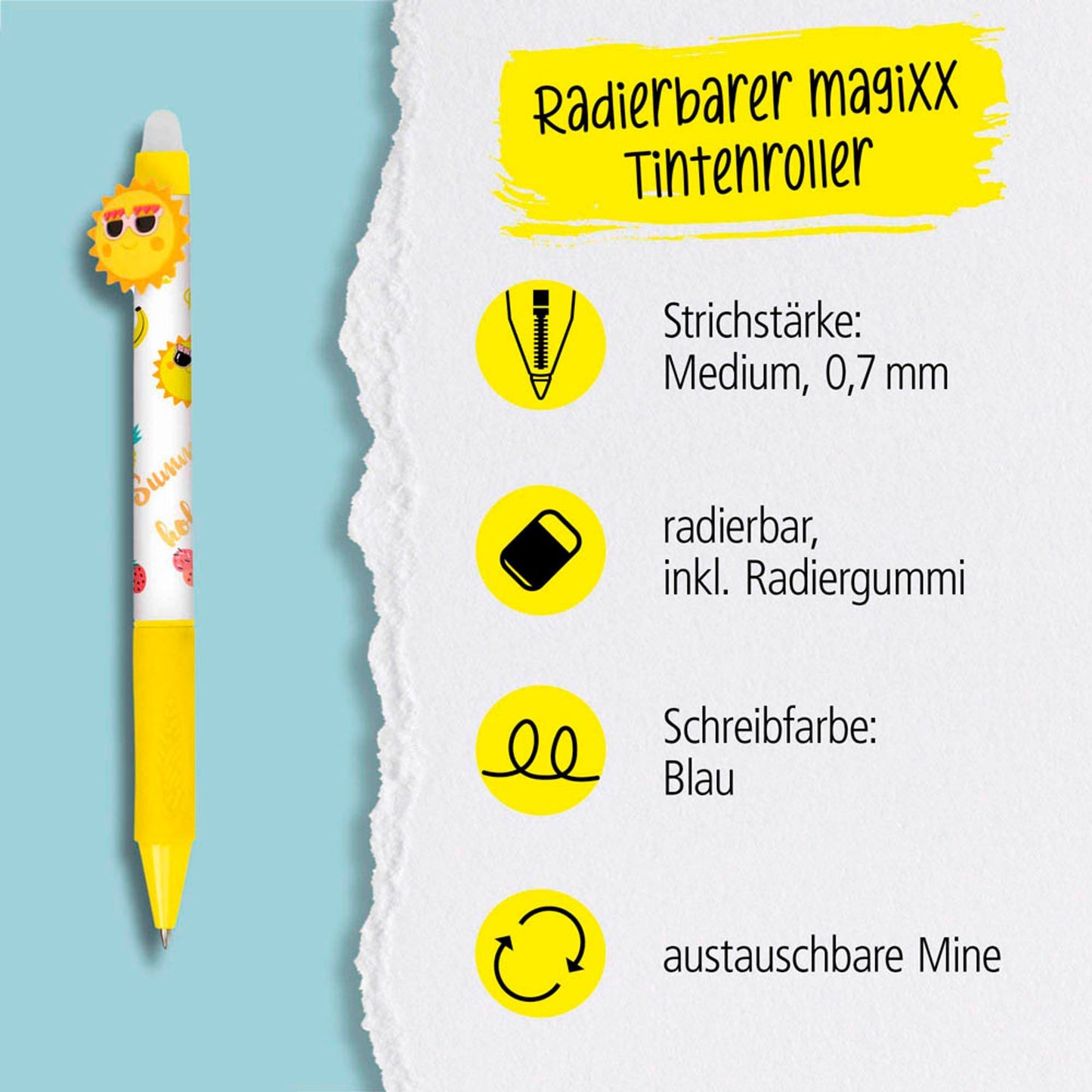 ONLINE® magiXX Fun Sunny Gelschreiber Motiv 0,7 mm, Schreibfarbe: blau | 35420/3D