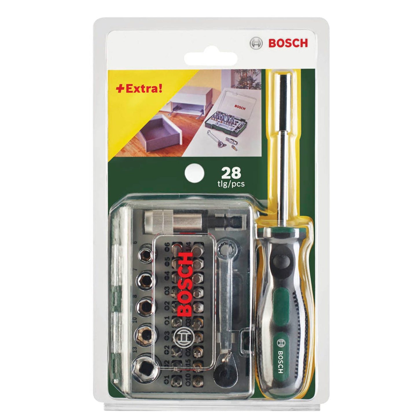 BOSCH Mini-Ratsche + Handschraubendreher Bit-Set, 27-teilig | 2607017331