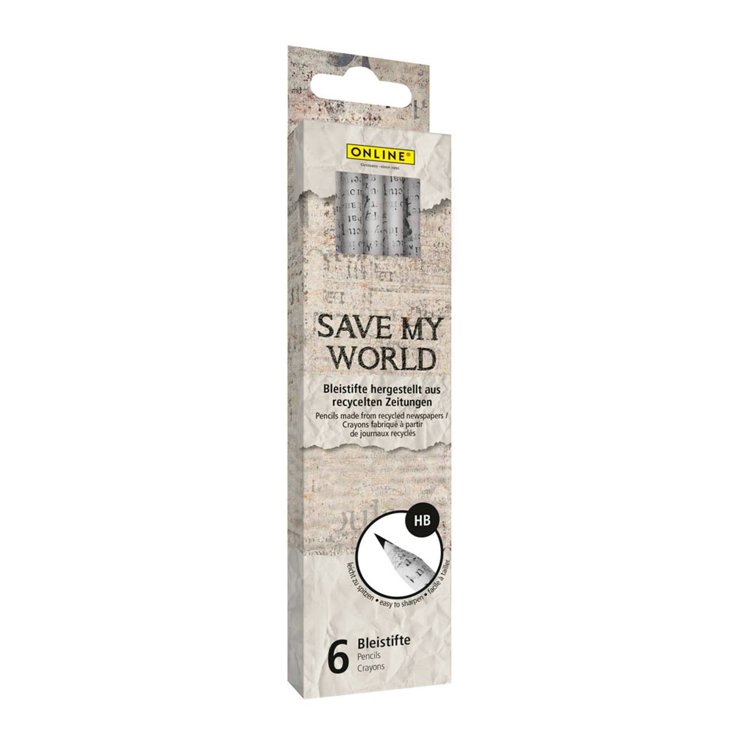 ONLINE® Save My World Bleistifte HB grau | 7919 | 1 Pack = 6 St.