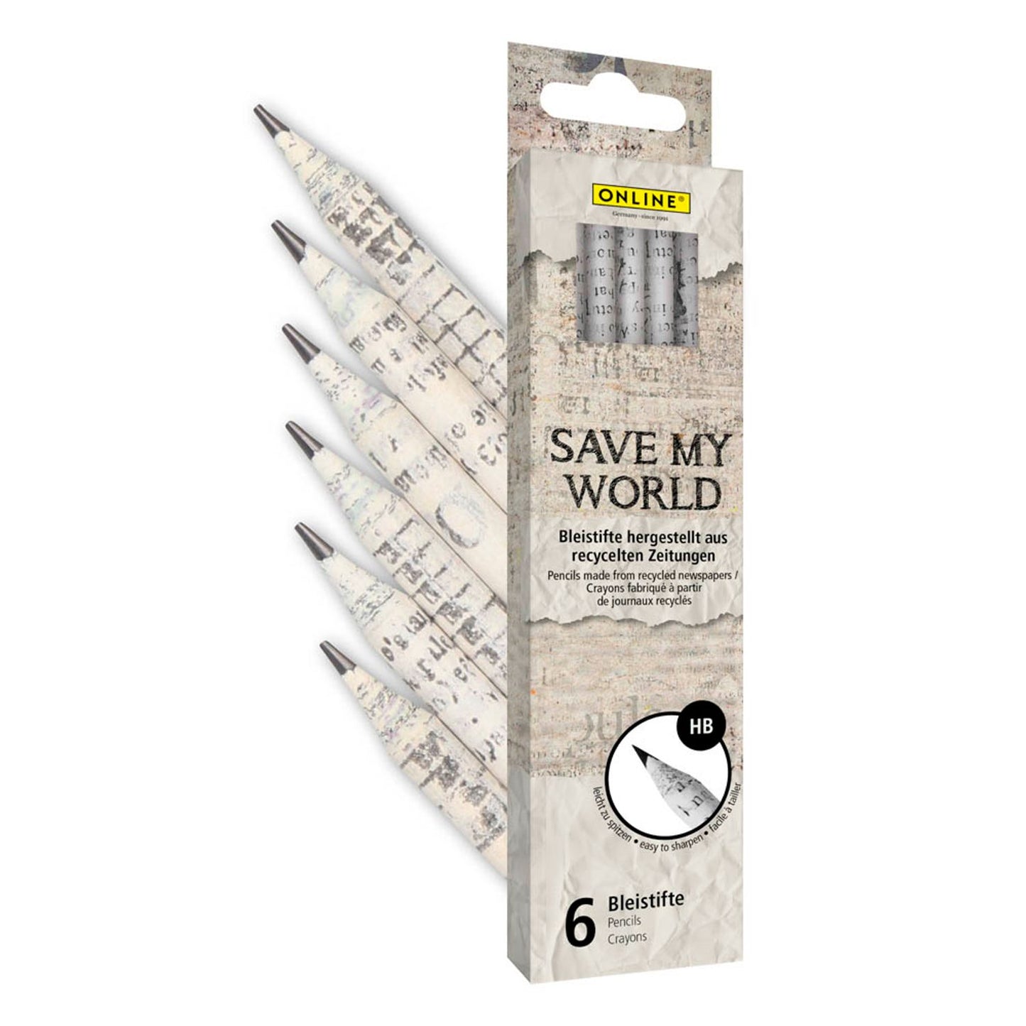 ONLINE® Save My World Bleistifte HB grau | 7919 | 1 Pack = 6 St.