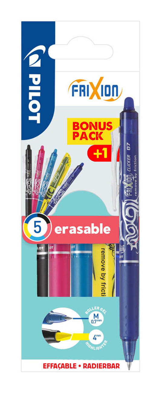 PILOT FRIXION ball CLICKER Tintenroller 0,4 mm, Schreibfarbe: farbsortiert, 1 Set