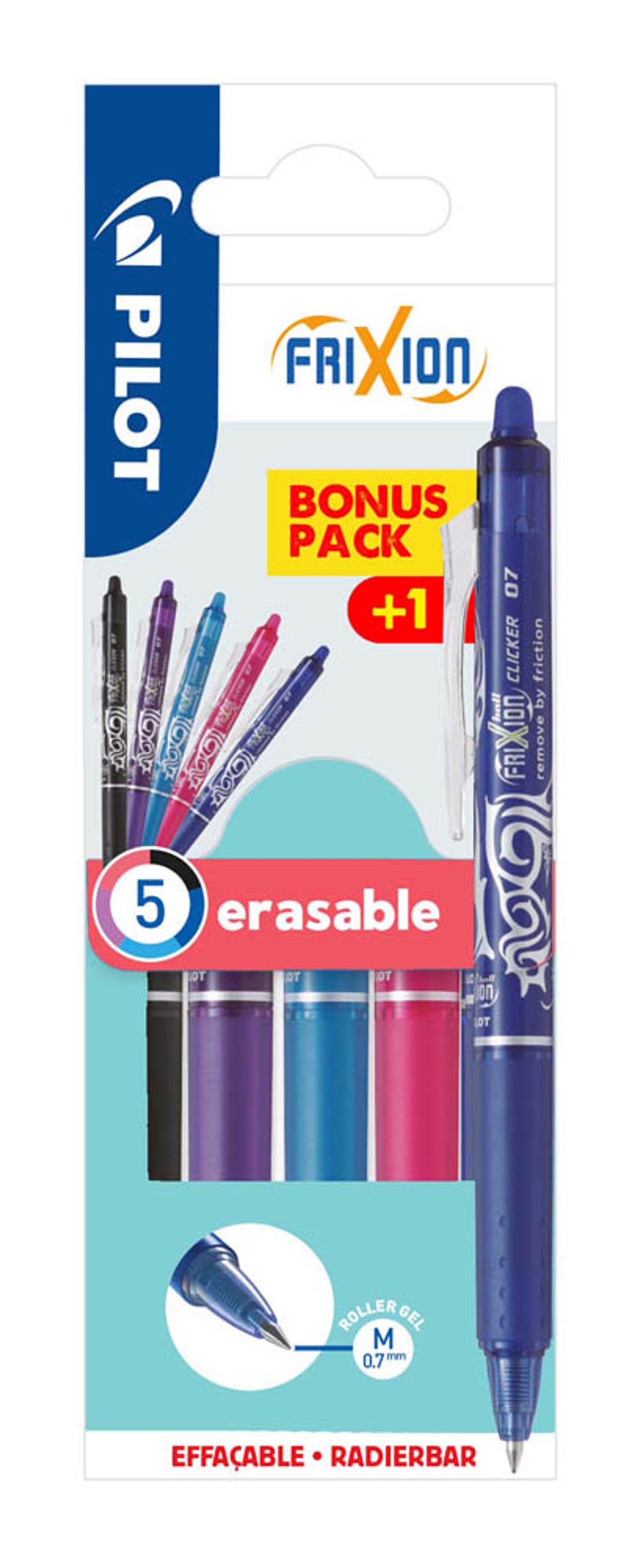 PILOT FRIXION ball CLICKER Tintenroller 0,4 mm, Schreibfarbe: farbsortiert, 1 Set